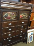 A Scotch chest with mirror doors below four long drawers, 115cm wide