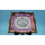 Sunderland lustre plaque 'Prepare to meet thy God'
