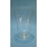 A 19th century etched glass flower vase, 25cm high