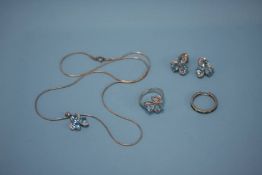 Eternity ring, necklace and earrings