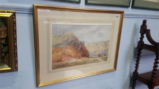 Ralph Johnson (1896-1980), watercolour, signed, 'Landscape with man leading a horse', 30 x 47cm