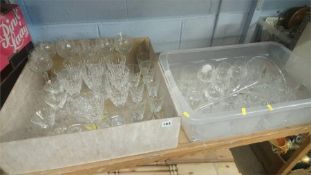 Two boxes of cut glass ware