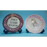 Two Sunderland lustre circular wall plaques 'Jack Crawford' and 'Thou God See'st me'