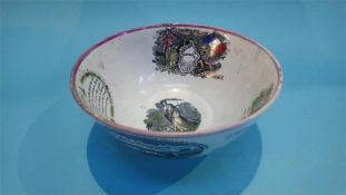 A Scott of Sunderland lustre 'Crimea' circular bowl, decorated with various panels and verse, 25cm