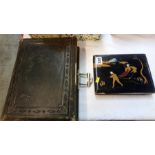 Two photo albums and contents, one Oriental