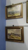 Ralph Johnson (1896-1980) pair of watercolours, signed, 'Hunting scenes with dogs', 23 x 34cm