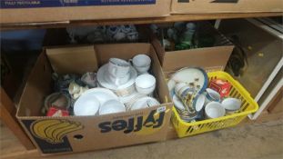 Four boxes of tea ware, pictures etc.