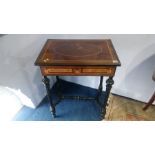 A Victorian Ladies writing desk, the top cross bounded in rosewood, walnut and fruitwood, opening to