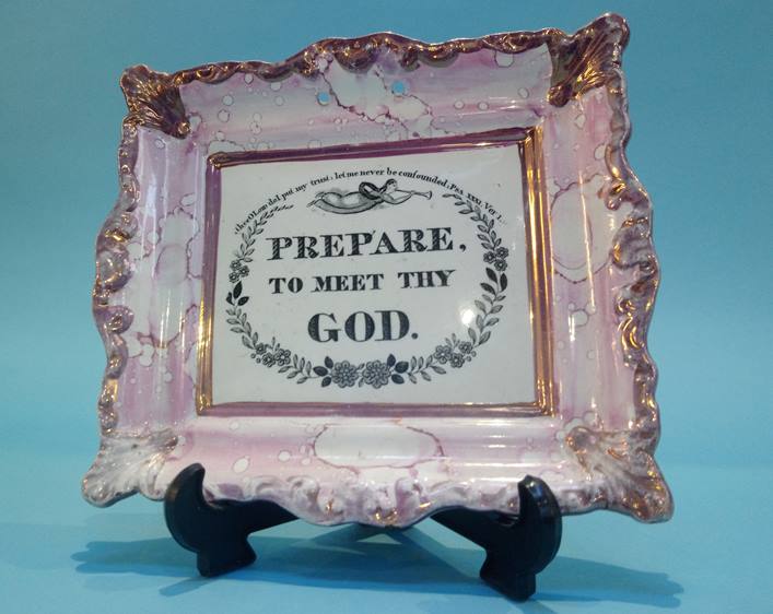 Sunderland lustre plaque 'Prepare to meet thy God' - Image 2 of 2