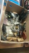 A box of spelter metal ware animals