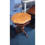 A Victorian octagonal top sewing table