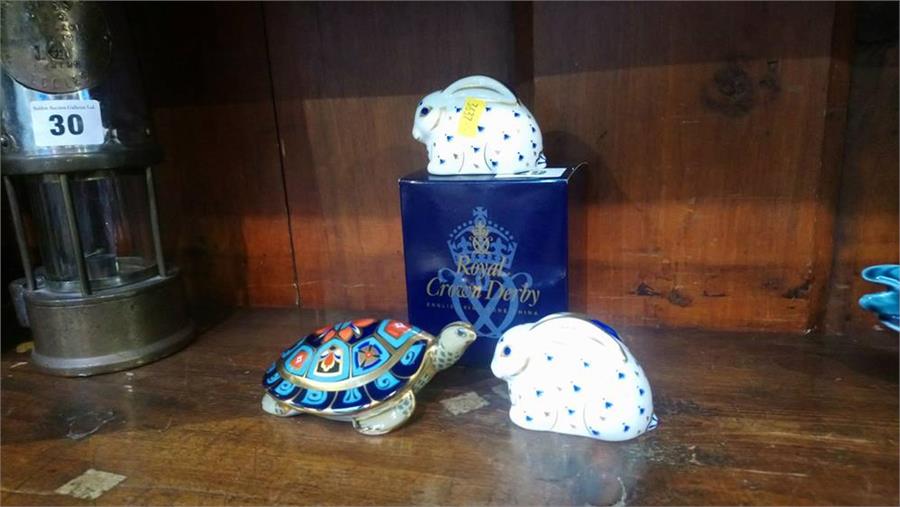 Three Royal Crown Derby paperweights