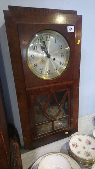 Deco walnut wall clock