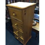 Narrow pine chest of drawers