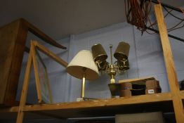 Two brass lamps etc.
