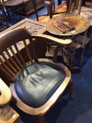 Oak office chair and occasional table