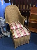 Gold Lloyd Loom chair and linen box