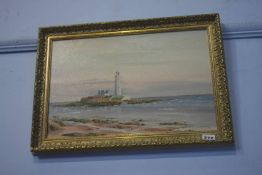 S White, oil on board, signed, dated 1975, 'St Mary Island'