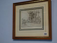 After Charles Watson, etching, signed in pencil, dated 1917, 'Village street scene', 17x21cm