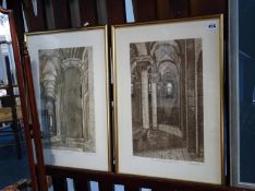 After Valerie Thornton, pair of prints, signed, limited edition, 10/60 and 20/60, 'Durham Cathedral'