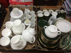 Two trays of china including Wedgwood, Royal Worcester etc.