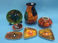 Seven various pieces of Poole pottery