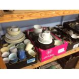 Assorted Denby etc. in three trays