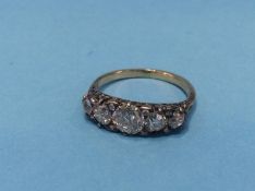 A five stone diamond ring, size 'P'