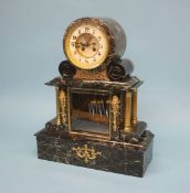 A large marble bracket clock, with circular dial, eight day movement, strike action and gilt metal