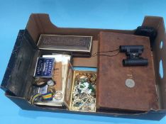 Box of assorted including ephemera, World War I medals etc.