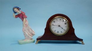 A Royal Doulton figure 'Wind Flower', HN 1763 and a mahogany clock