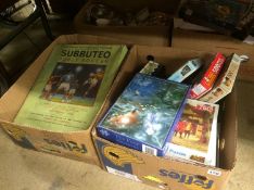 Two boxes including Subbuteo and puzzles