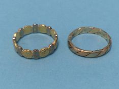 An 18ct ring, 4.5grams and a 9ct gold ring, 2.7grams (2)