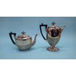 A Walker and Hall semi fluted tea pot and water pot