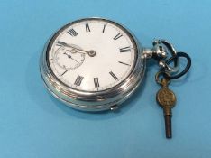 A silver pear cased fusee pocket watch