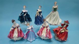 Seven Royal Doulton and Worcester ladies