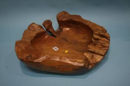 A carved wooden bowl