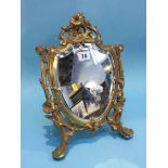 A gilt metal Art Nouveau style easel mirror, 37cm height