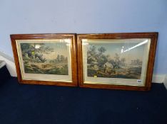 A pair of Continental coloured hunting prints, 29 x 39cm