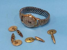 Two pairs of cufflinks and an Ardath wristwatch