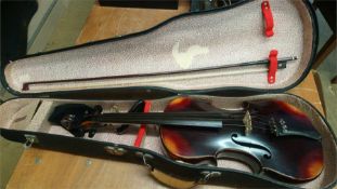 Violin and bow, with case