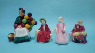 A Royal Doulton 'The Old Balloon Seller' and three other Doulton figures (4)