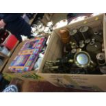 Two boxes to include miners lamps and mining related ephemera