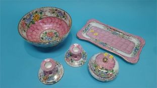 Maling Peony rose bowl and dressing table set
