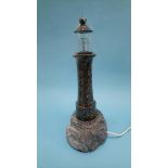 A marble lighthouse table lamp, 38cm height