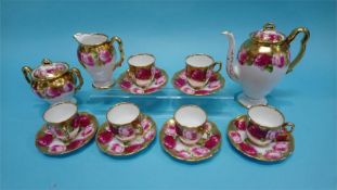 A Royal Albert coffee set decorated with roses