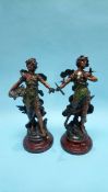 A pair of 19th century Spelter figures, 'Jeunesse', and 'Charmeuse', 45cm height