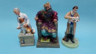 A Royal Doulton 'The Old King', HN 2134, 'Thanks Doc', HN 2731 and 'Country Veterinary', HN4650