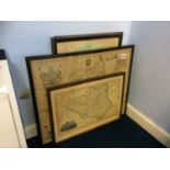 Two maps; Durham and Northumberland and a pair of prints