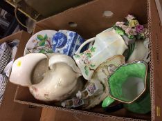A box of assorted including Maling china